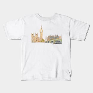 Big Ben and Westminster palace watercolor Kids T-Shirt